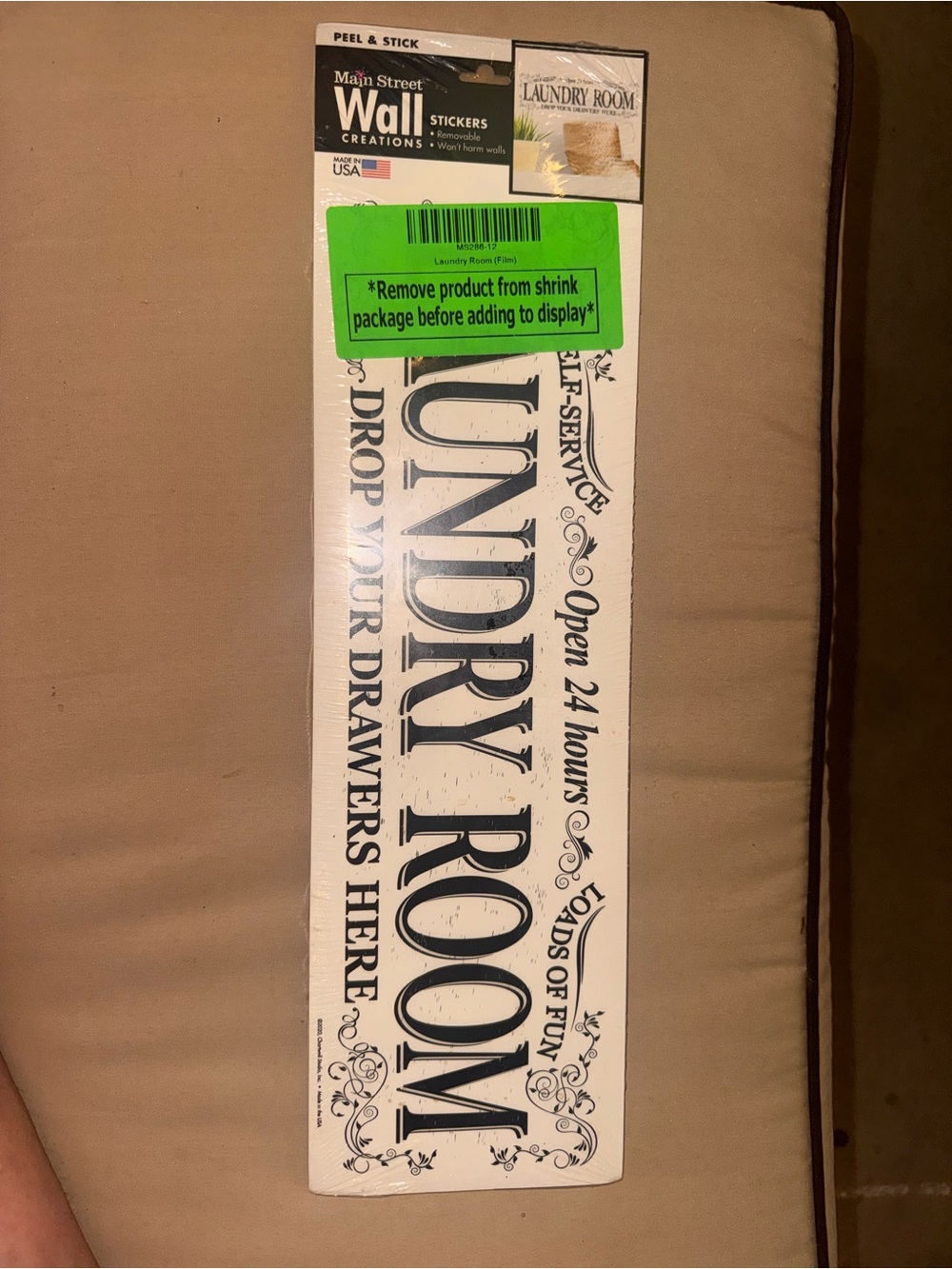 12 SHEETS Laundry Room Peel Stick Sign RESELL NWT